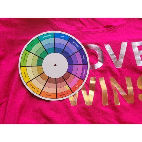 Lane Bryant Women Top 18 20 Plus Tee Short Sleeve Pink Love Wins PIN29E - Picture 8 of 8